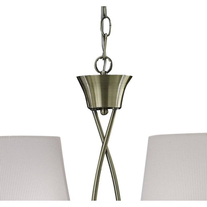 Mantra M1642AB Mara Linear Pendant 2 Arm 4 Light E14 Antique Brass Ivory White Shades