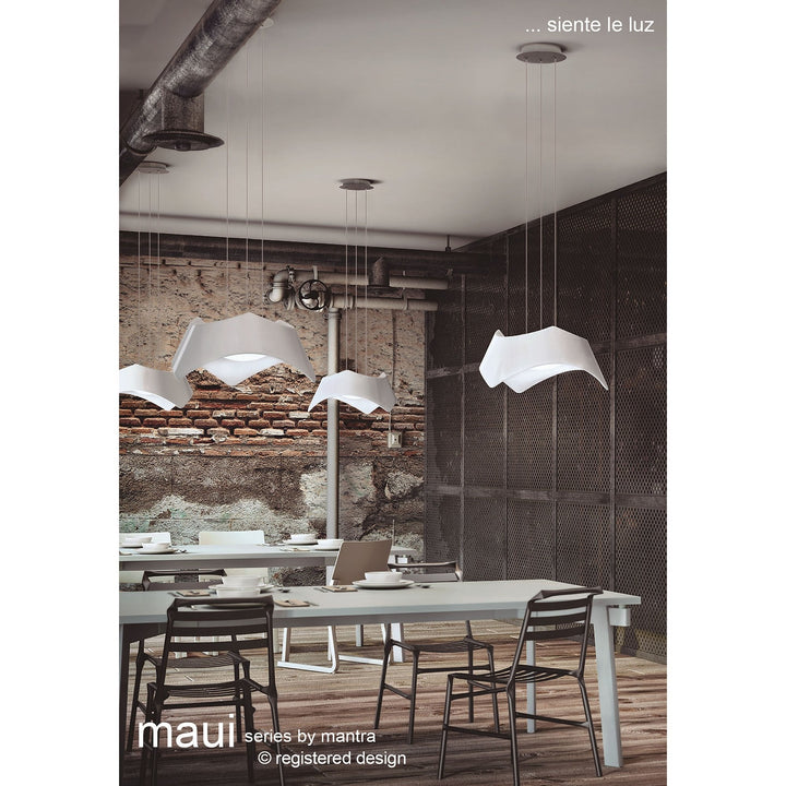 Mantra M4815 Maui Pendant 3 Light Cement Effect Polished Chrome