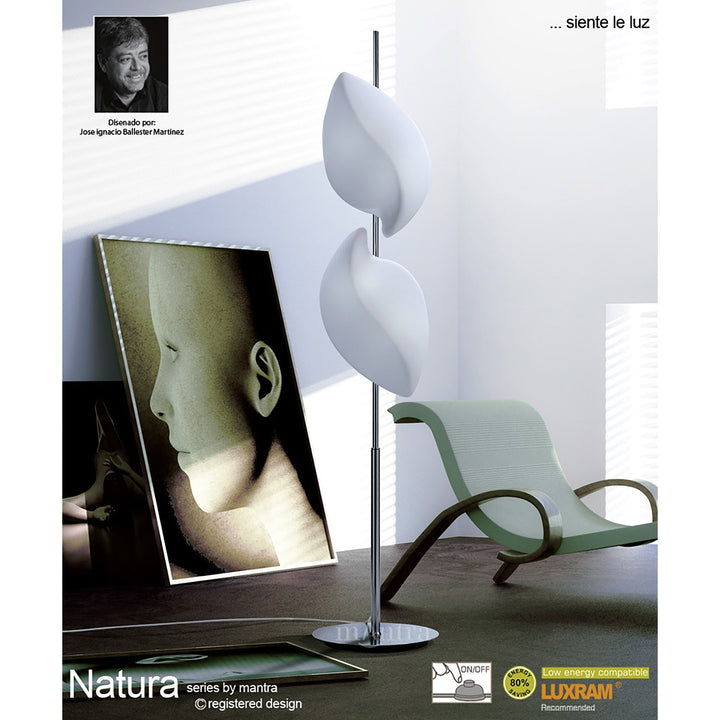 Mantra M3782 Natura Table Lamp 2 Light E27 Small Outdoor Matt White/Opal White