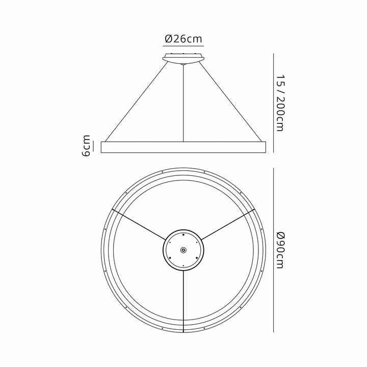 Mantra M8015 Niseko Ring Pendant 90cm 66W LED Remote Control Wood