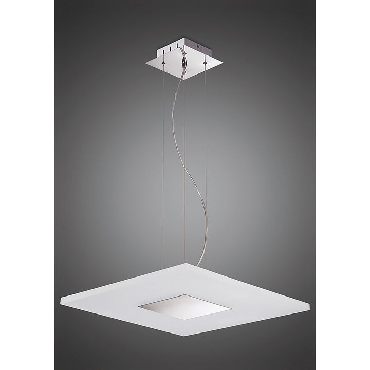 Mantra M8120/1 Notte Pendant 28W LED Square Polished Chrome/Frosted Acrylic