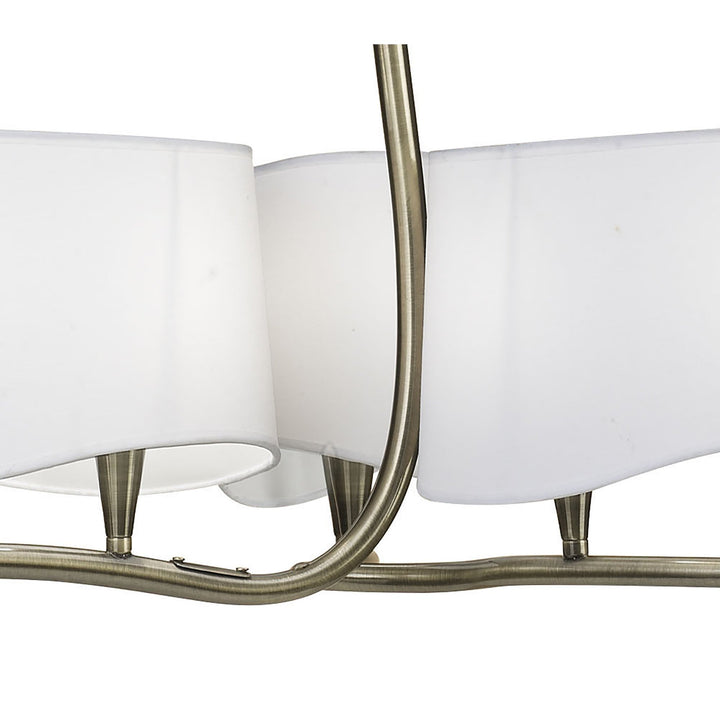 Mantra M1920 Ninette Pendant 3 Arm 6 Light E14 Antique Brass Ivory White Shades