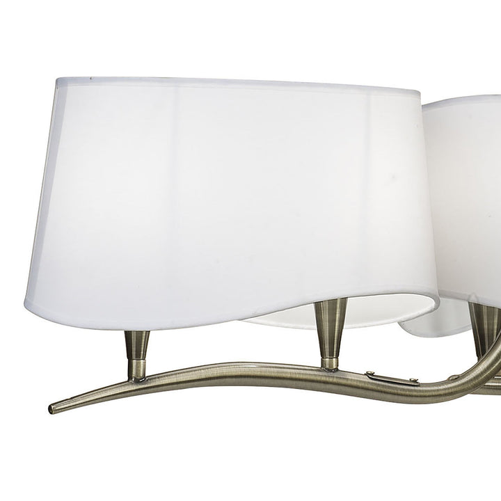 Mantra M1920 Ninette Pendant 3 Arm 6 Light E14 Antique Brass Ivory White Shades