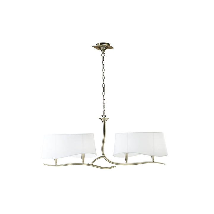 Mantra M1921 Ninette Linear Pendant 2 Arm 4 Light E14 Antique Brass Ivory White Shades