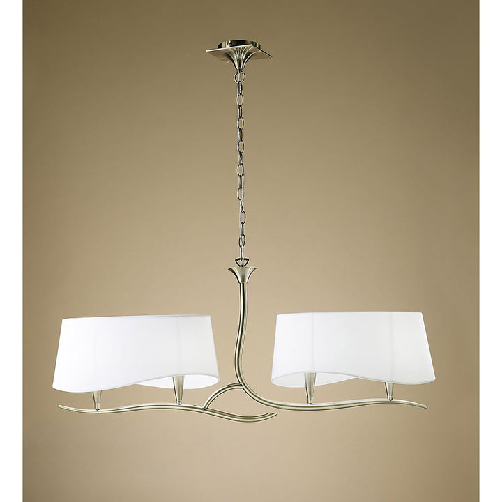 Mantra M1921 Ninette Linear Pendant 2 Arm 4 Light E14 Antique Brass Ivory White Shades