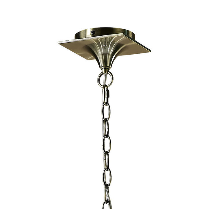 Mantra M1921 Ninette Linear Pendant 2 Arm 4 Light E14 Antique Brass Ivory White Shades