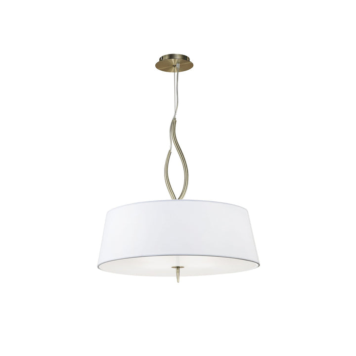 Mantra M1922 Ninette Pendant 4 Light E27 Antique Brass Ivory White Shades