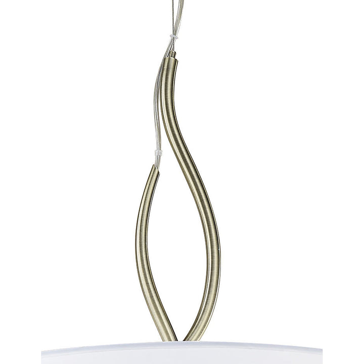 Mantra M1922 Ninette Pendant 4 Light E27 Antique Brass Ivory White Shades