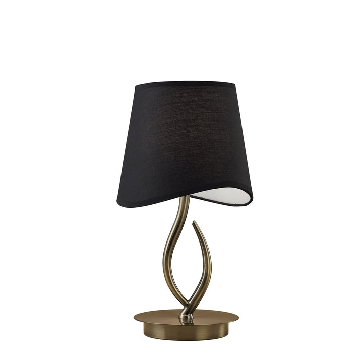 Mantra M1925/BS Ninette Table Lamp 1 Light E14 Small Antique Brass Black Shade