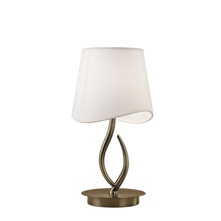 Mantra M1925 Ninette Table Lamp 1 Light E14 Small Antique Brass Ivory White Shade