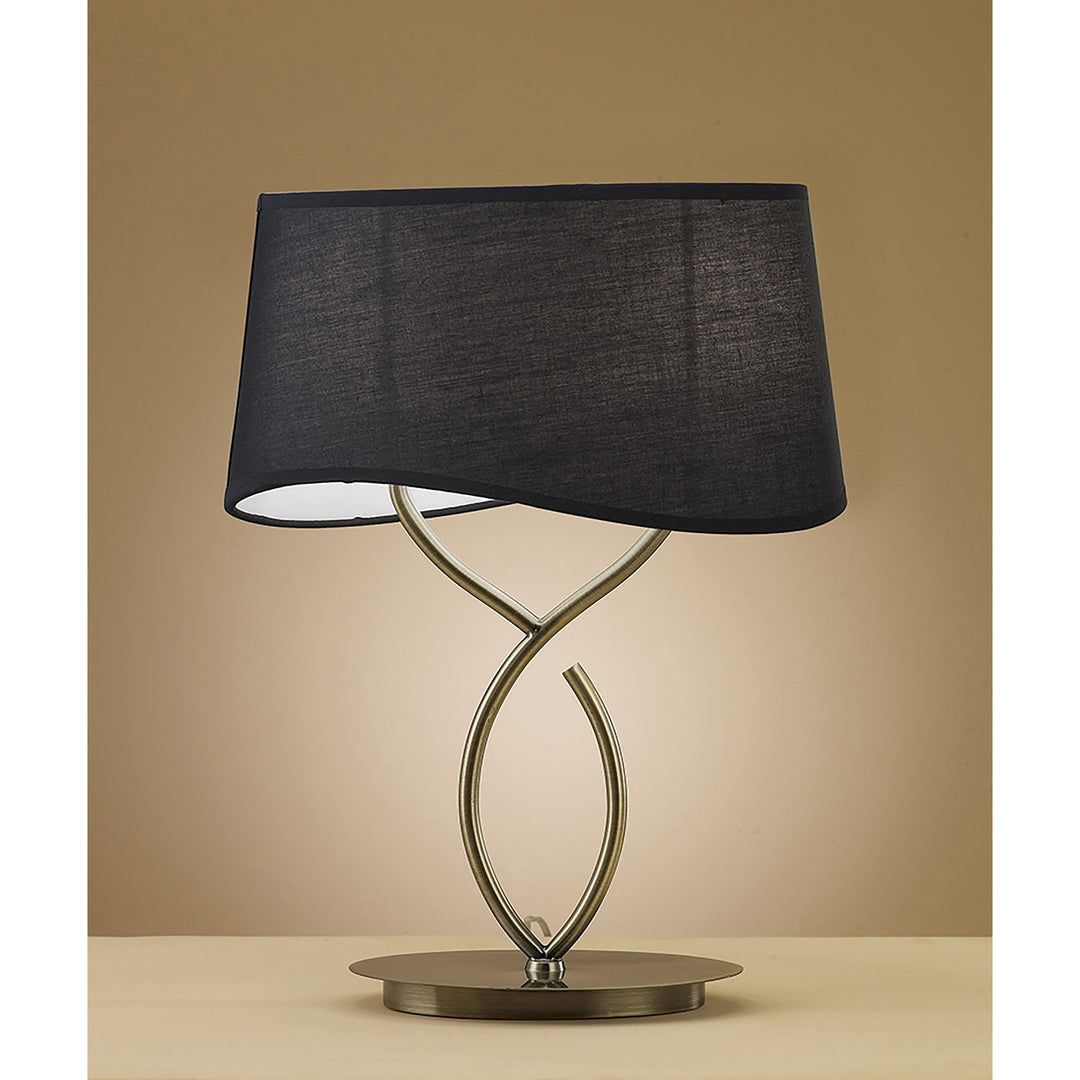 Mantra M1926/BS Ninette Table Lamp 2 Light E14 Large Antique Brass Black Shade