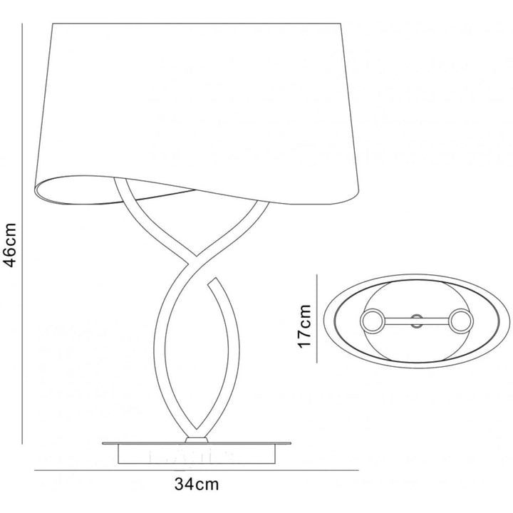 Mantra M1926 Ninette Table Lamp 2 Light E14 Large Antique Brass Ivory White Shade