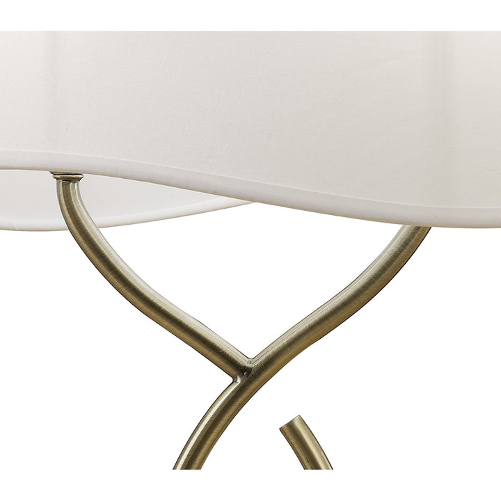 Mantra M1926 Ninette Table Lamp 2 Light E14 Large Antique Brass Ivory White Shade