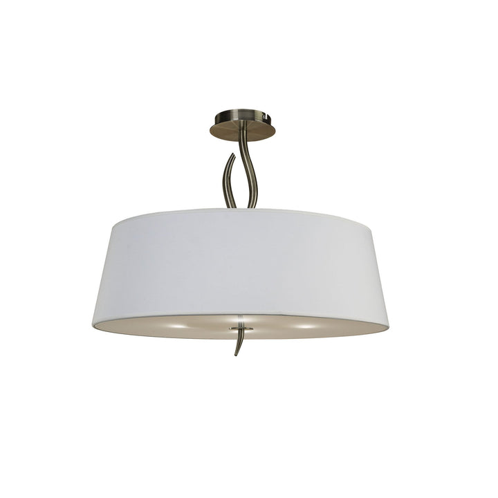 Mantra M1928 Ninette Semi Flush 4 Light E27 Antique Brass Ivory White Shade