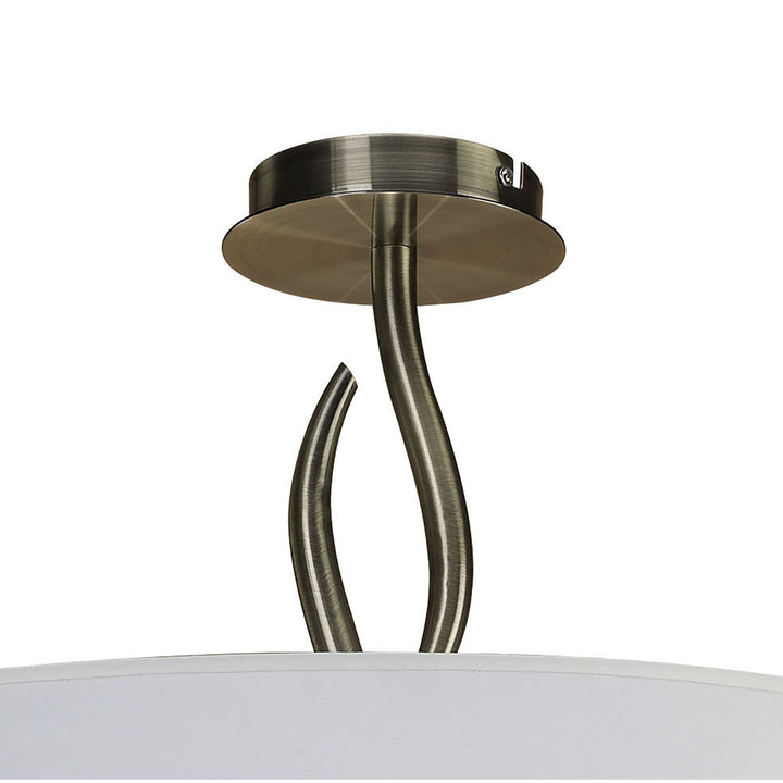Mantra M1928 Ninette Semi Flush 4 Light E27 Antique Brass Ivory White Shade