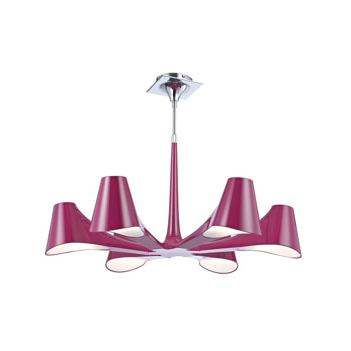 Mantra M1580/PU Ora Telescopic Convertible To Semi Flush 6 Light E27 Gloss Purple/White Acrylic/Polished Chrome