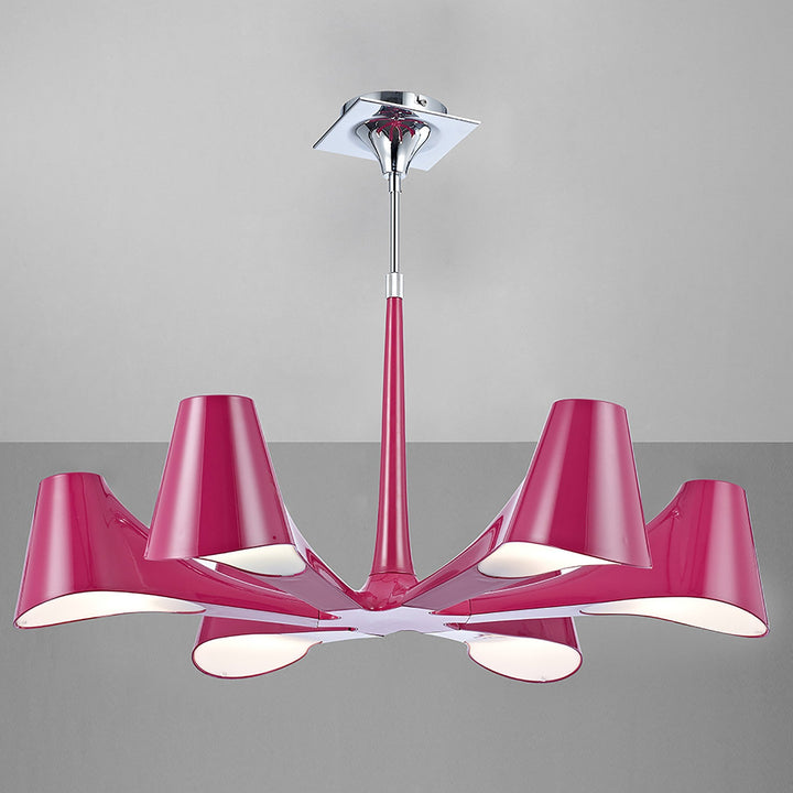 Mantra M1580/PU Ora Telescopic Convertible To Semi Flush 6 Light E27 Gloss Purple/White Acrylic/Polished Chrome