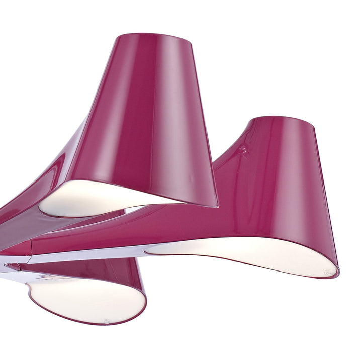 Mantra M1580/PU Ora Telescopic Convertible To Semi Flush 6 Light E27 Gloss Purple/White Acrylic/Polished Chrome