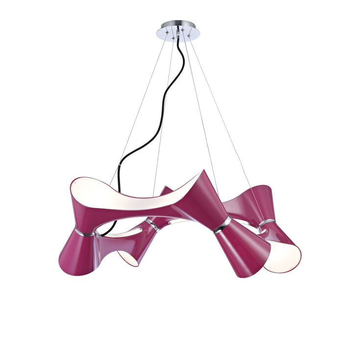 Mantra M1542/PU Ora Pendant 8 Twisted Round Light E27 Gloss Purple/White Acrylic/Polished Chrome