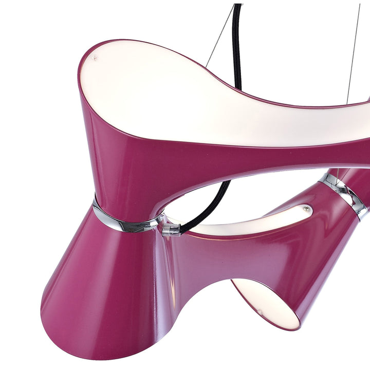 Mantra M1542/PU Ora Pendant 8 Twisted Round Light E27 Gloss Purple/White Acrylic/Polished Chrome