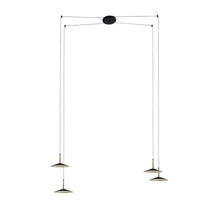 Mantra M7307 Orion 4 Light Linear Pendant 32W LED Black /Antique Brass