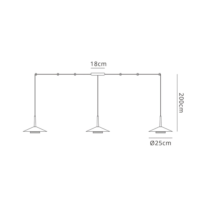 Mantra M7307 Orion 4 Light Linear Pendant 32W LED Black /Antique Brass