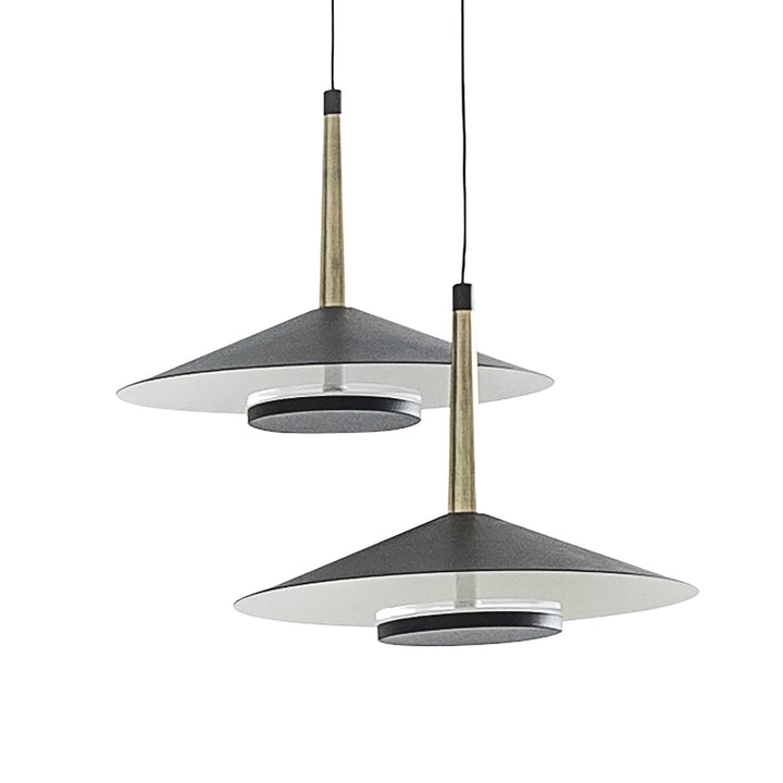 Mantra M7307 Orion 4 Light Linear Pendant 32W LED Black /Antique Brass