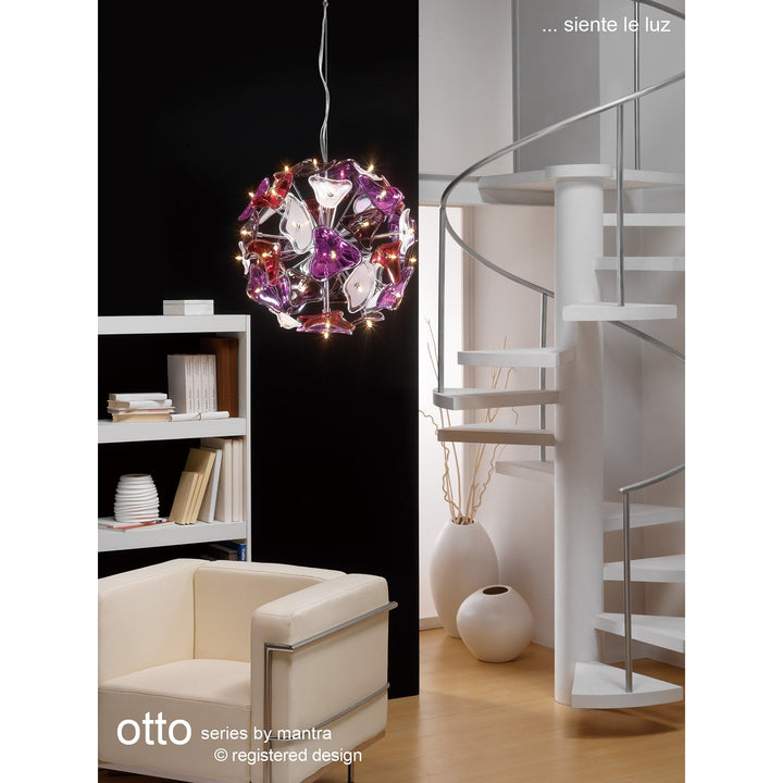 Mantra M0713 Otto Ceiling 21 Light G4 Polished Chrome/Frosted Glass/Black Glass