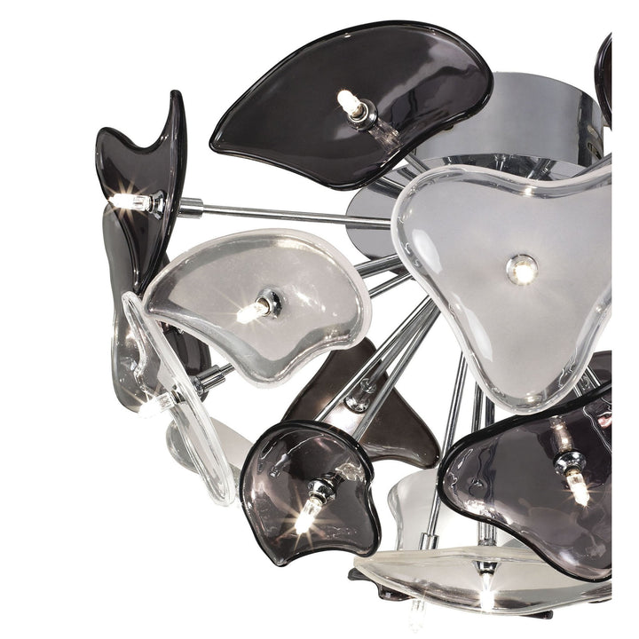 Mantra M0713 Otto Ceiling 21 Light G4 Polished Chrome/Frosted Glass/Black Glass
