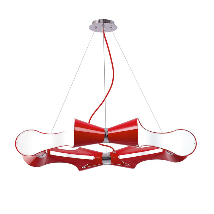 Mantra M1561 Ora Pendant 8 Light Round Polished Chrome/red