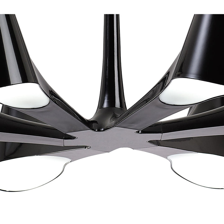 Mantra M1590 Ora Telescopic Convertible To Semi Flush 6 Light E27 Gloss Black/White Acrylic/Polished Chrome