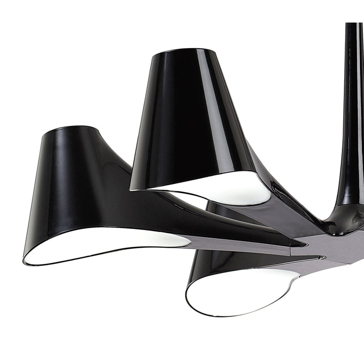 Mantra M1590 Ora Telescopic Convertible To Semi Flush 6 Light E27 Gloss Black/White Acrylic/Polished Chrome