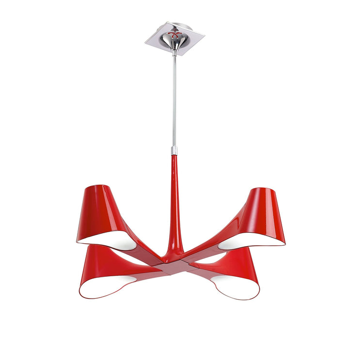 Mantra M1601 Ora Telescopic Convertible To Semi Flush 4 Light E27 Gloss Red/White Acrylic/Polished Chrome