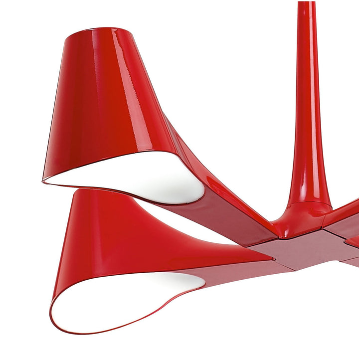 Mantra M1601 Ora Telescopic Convertible To Semi Flush 4 Light E27 Gloss Red/White Acrylic/Polished Chrome