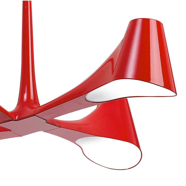 Mantra M1601 Ora Telescopic Convertible To Semi Flush 4 Light E27 Gloss Red/White Acrylic/Polished Chrome