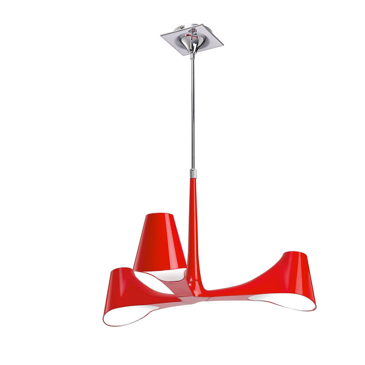 Mantra M1602 Ora Telescopic Convertible To Semi Flush 3 Light E27 Gloss Red/White Acrylic/Polished Chrome