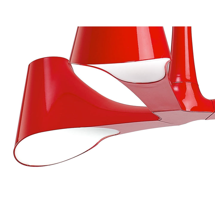 Mantra M1602 Ora Telescopic Convertible To Semi Flush 3 Light E27 Gloss Red/White Acrylic/Polished Chrome