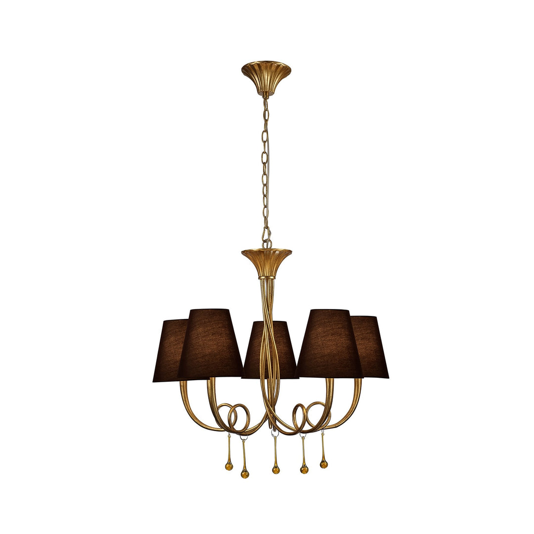 Mantra M6206/BS Paola Pendant 70cm Round 5 Light Gold Painting Black Shades