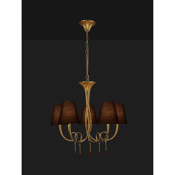 Mantra M6206/BS Paola Pendant 70cm Round 5 Light Gold Painting Black Shades