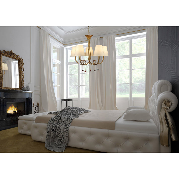 Mantra M0548/BS Paola Wall Lamp 1 Light E14 Gold Painted Black Shade & Amber Glass Droplets