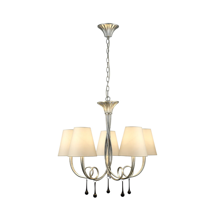 Mantra M6208/CS Paola Pendant 70cm Round 5 Light Silver Painting Cream Shades