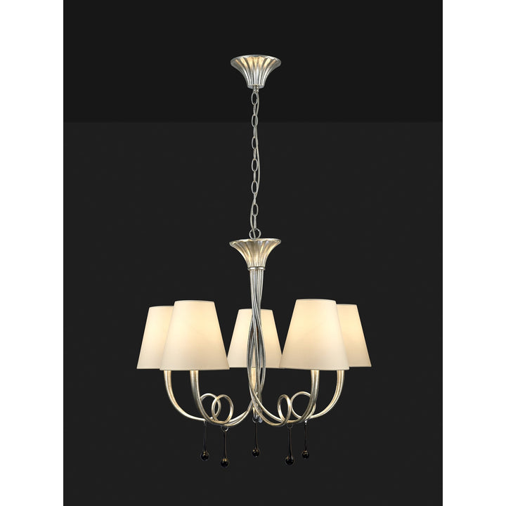 Mantra M6208/CS Paola Pendant 70cm Round 5 Light Silver Painting Cream Shades