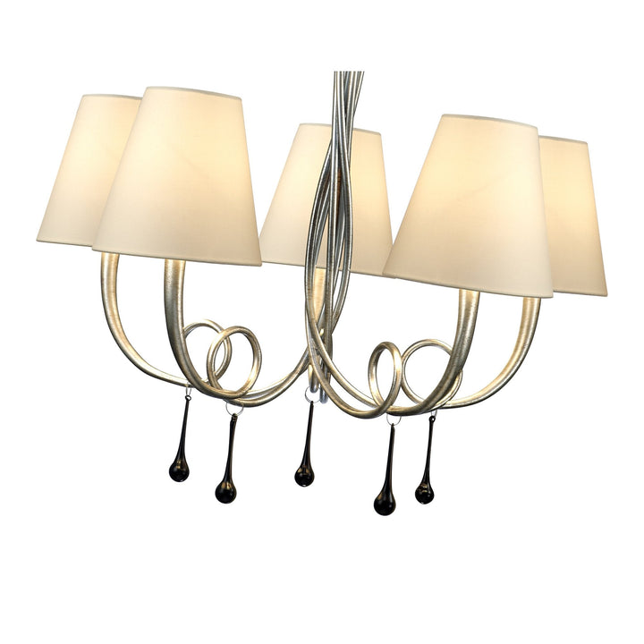 Mantra M6208/CS Paola Pendant 70cm Round 5 Light Silver Painting Cream Shades