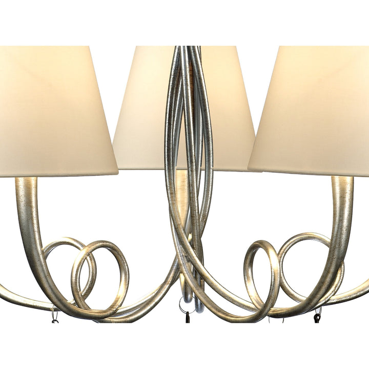 Mantra M6208/CS Paola Pendant 70cm Round 5 Light Silver Painting Cream Shades