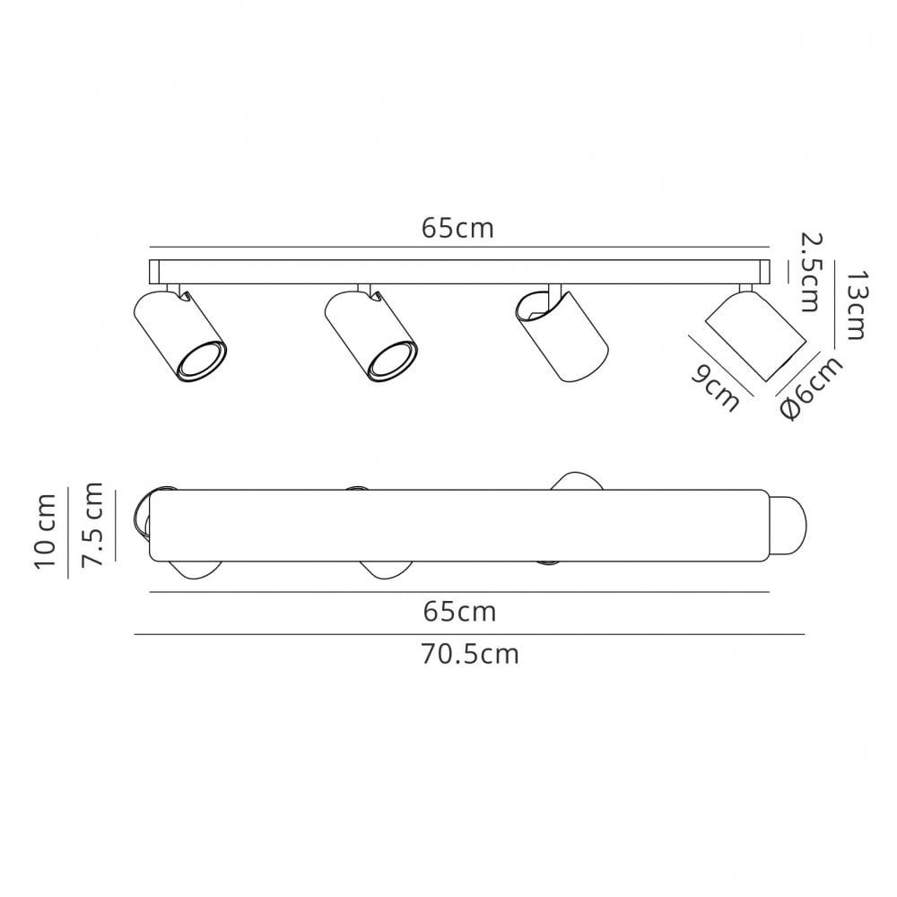 Mantra M6280 Sal Linear 4 Light Spotlight GU10 Matt White