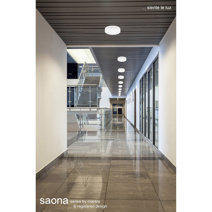 Mantra MC0181 Saona 14.5cm Round LED Recessed Ultra Slim Downlight 12W Matt White/Frosted Acrylic