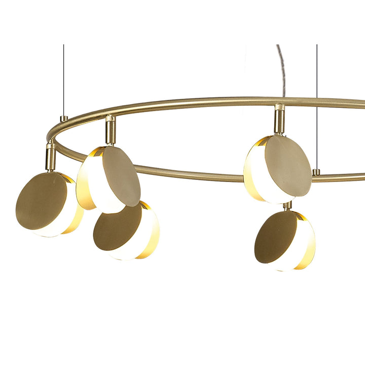 Mantra M7356 Shell 8+6 Light Pendant Round 70W LED Gold