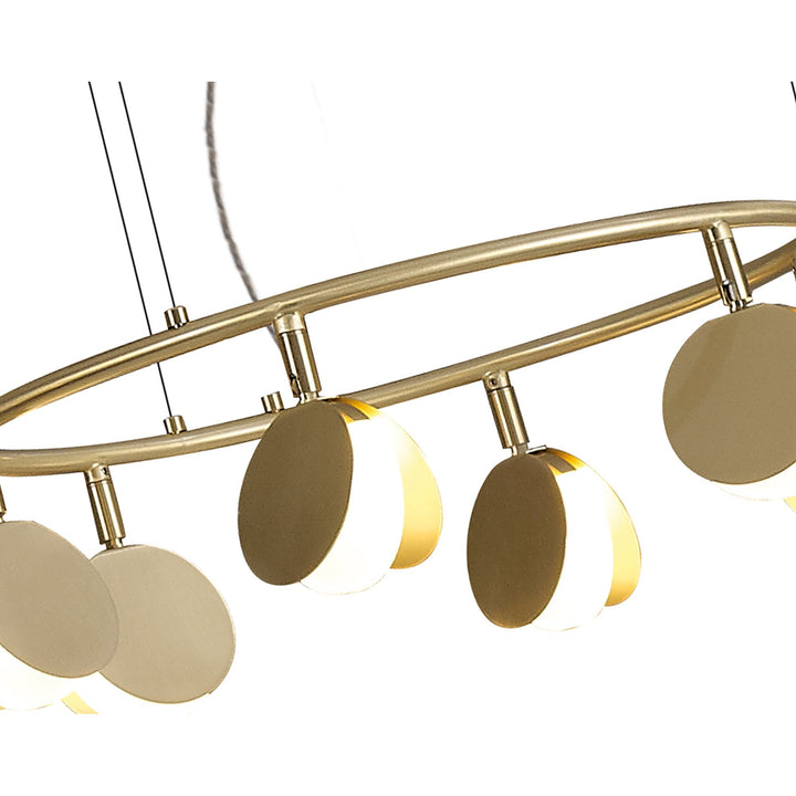 Mantra M7356 Shell 8+6 Light Pendant Round 70W LED Gold