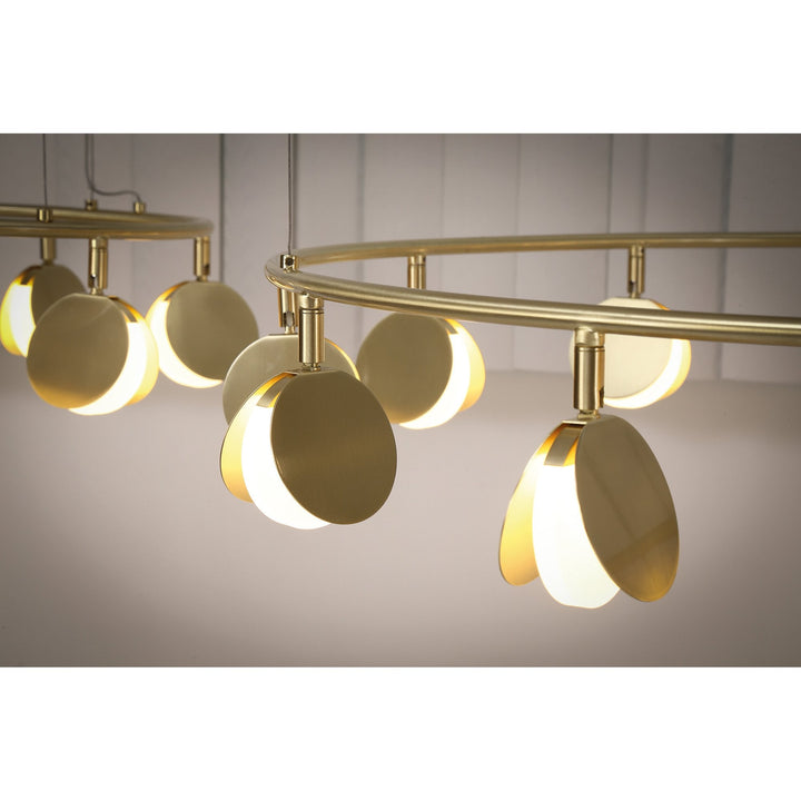 Mantra M7356 Shell 8+6 Light Pendant Round 70W LED Gold
