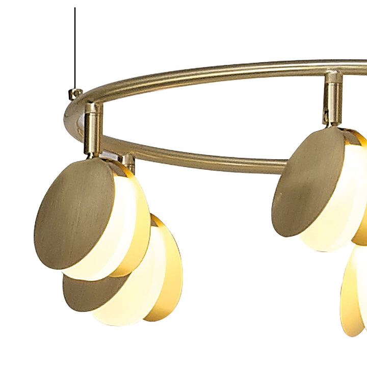 Mantra M7262 Shell 6 Light Pendant Round 30W LED Gold